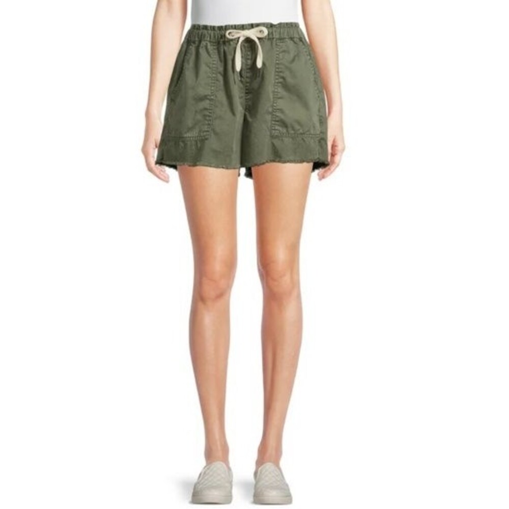 No Boundaries Shorts Juniors M Green Super High Rise Tie Front M Frayed Boho B3